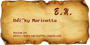 Béky Marinetta névjegykártya